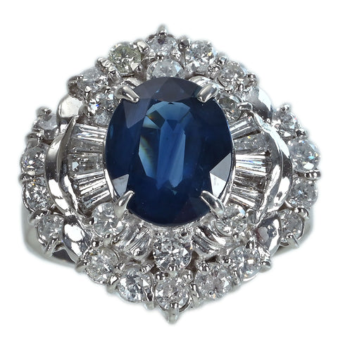 【中古】PT900 SAPPHIREサファイアリング S2.90ct D1.32ct　ソ　14.4g #10
