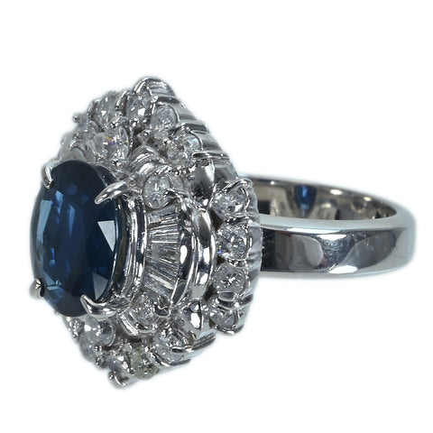 【中古】PT900 SAPPHIREサファイアリング S2.90ct D1.32ct　ソ　14.4g #10