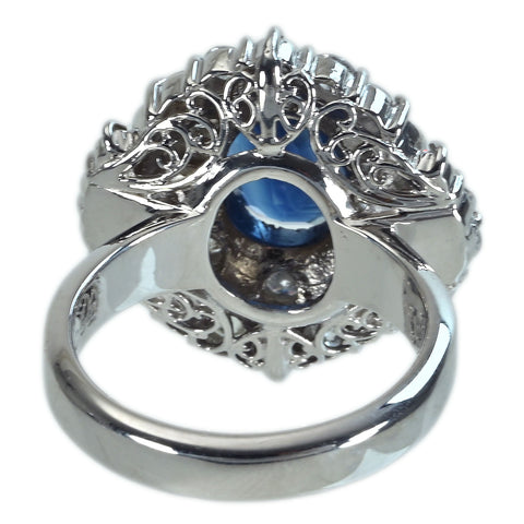 【中古】PT900 SAPPHIREサファイアリング S2.90ct D1.32ct　ソ　14.4g #10