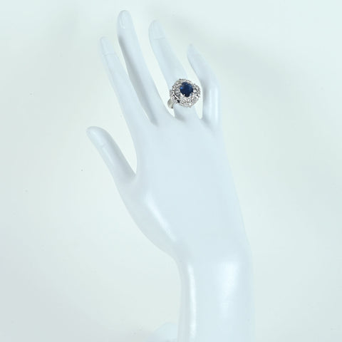 【中古】PT900 SAPPHIREサファイアリング S2.90ct D1.32ct　ソ　14.4g #10