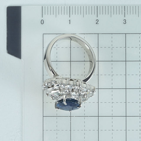 【中古】PT900 SAPPHIREサファイアリング S2.90ct D1.32ct　ソ　14.4g #10
