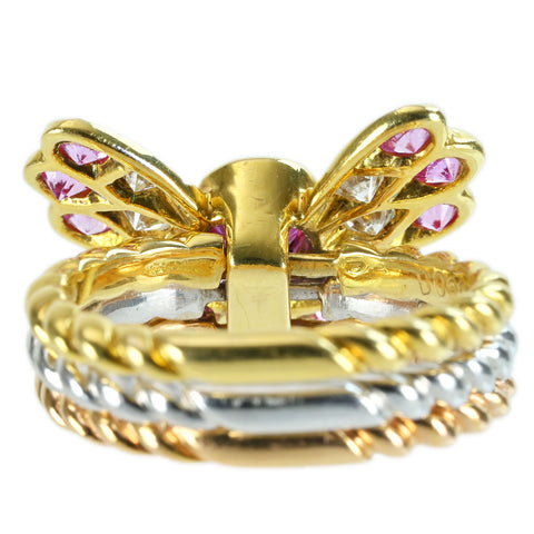 【中古】K18YG/PG/WG PINK SAPPHIRE RING スリーカラーピンクサファイアリング PS1.25ct D0.30ct 10.9g #10