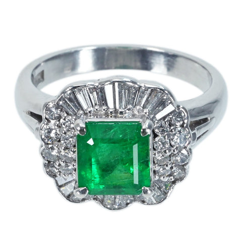 【中古】PT900 EMERALD RING エメラルドリング E1.51ct D0.69ct 9.7g #12