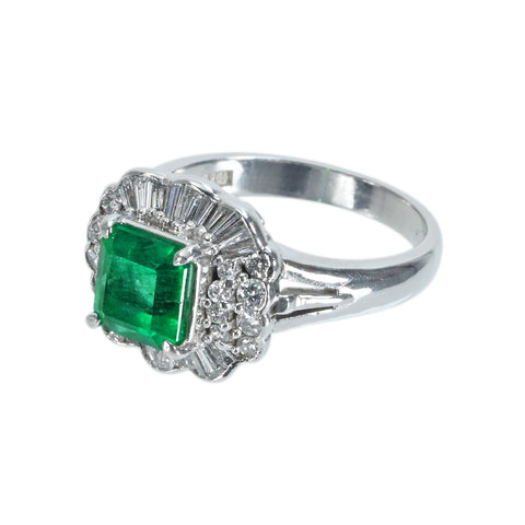 【中古】PT900 EMERALD RING エメラルドリング E1.51ct D0.69ct 9.7g #12