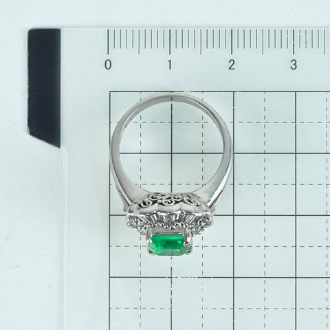 【中古】PT900 EMERALD RING エメラルドリング E1.51ct D0.69ct 9.7g #12