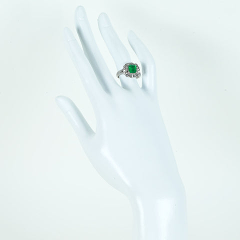 【中古】PT900 EMERALD RING エメラルドリング E1.51ct D0.69ct 9.7g #12