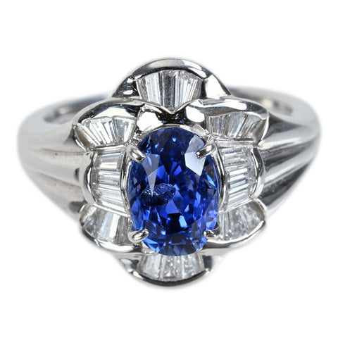 【中古】PT900 SAPPHIREサファイアリング S2.51ct D1.00 日宝協ソ 11.4g #12