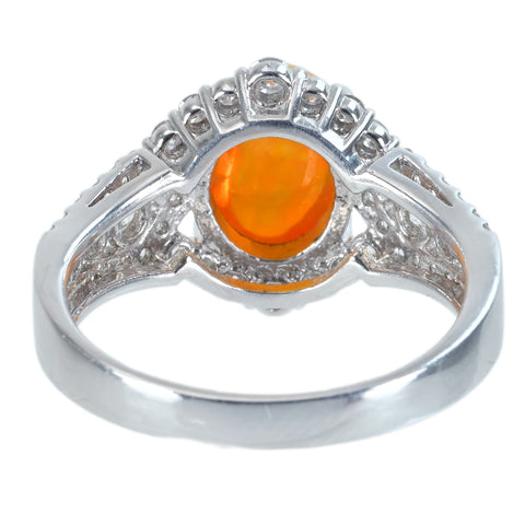 【中古】PT900 MEXICO OPALメキシコオパールリング OP1.76ct D0.59ct 5.9g #12