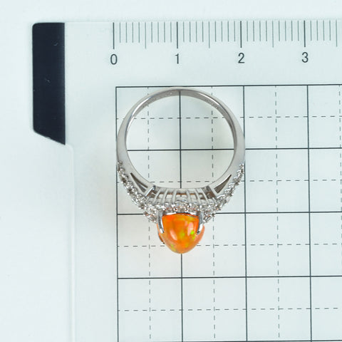【中古】PT900 MEXICO OPALメキシコオパールリング OP1.76ct D0.59ct 5.9g #12