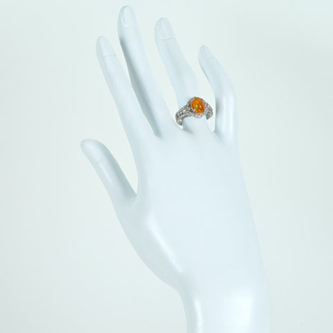 【中古】PT900 MEXICO OPALメキシコオパールリング OP1.76ct D0.59ct 5.9g #12