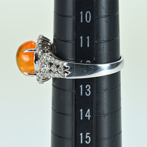 【中古】PT900 MEXICO OPALメキシコオパールリング OP1.76ct D0.59ct 5.9g #12