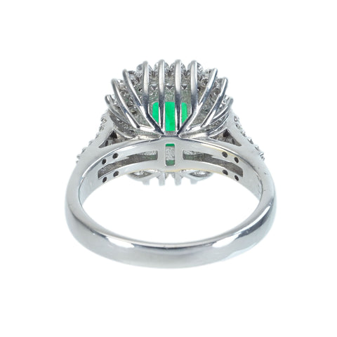 【中古】K18WG EMERALD エメラルドリング E1.43ct D0.80ct 6.7g #14.5