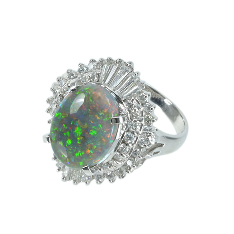 [Used] PT900 BLACK OPAL Black Opal Ring, BO 3.47ct, D 1.16ct, 10.3g, #12 