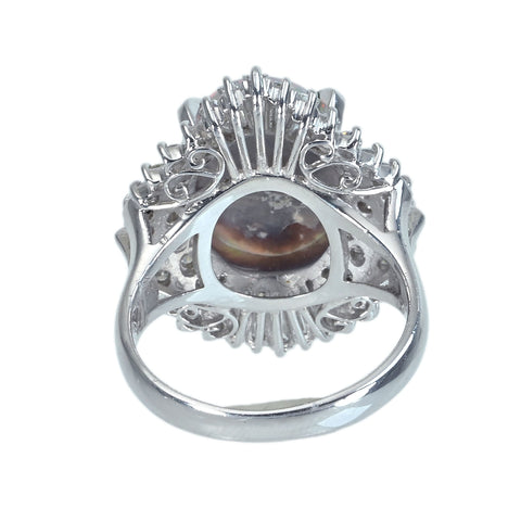 [Used] PT900 BLACK OPAL Black Opal Ring, BO 3.47ct, D 1.16ct, 10.3g, #12 