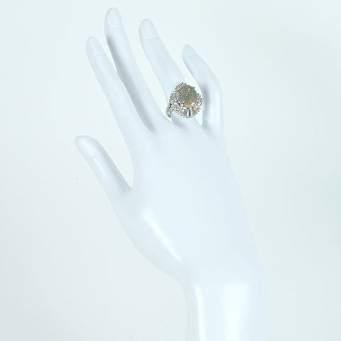 [Used] PT900 BLACK OPAL Black Opal Ring, BO 3.47ct, D 1.16ct, 10.3g, #12 