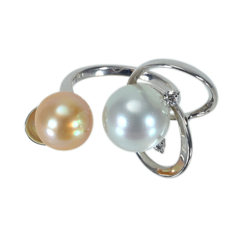 【中古】K18WG SOUTH SEA PEARL南洋パールリング 11.2mm 9.9mm D0.08ct 9.7g #13