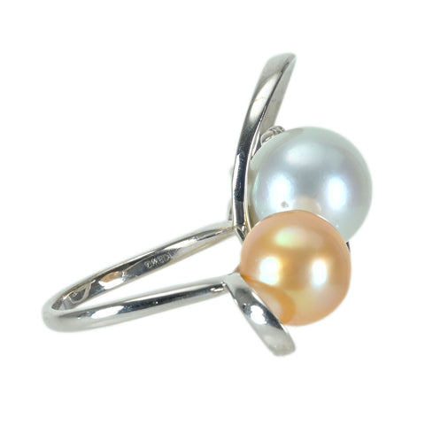 【中古】K18WG SOUTH SEA PEARL南洋パールリング 11.2mm 9.9mm D0.08ct 9.7g #13