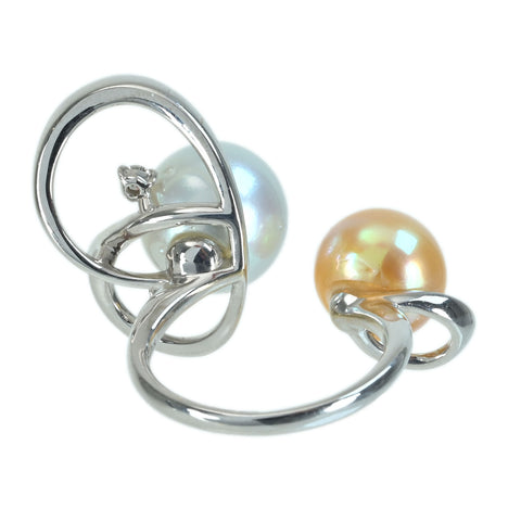 【中古】K18WG SOUTH SEA PEARL南洋パールリング 11.2mm 9.9mm D0.08ct 9.7g #13