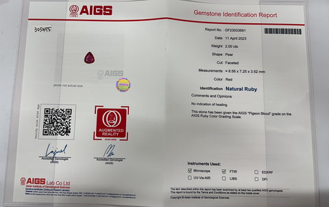 【中古】PT900 NO HEAT RUBY RING 非加熱ルビーリング R2.00ct D0.45ct Pigeon Blood AIGS鑑別書 4.6g #12