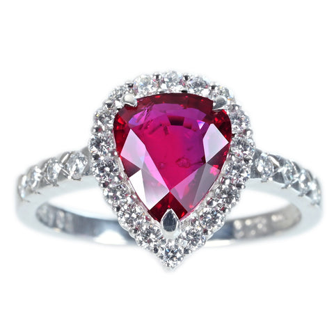 Pre-owned PT900 No Heat Ruby Ring, 2.00ct (R) x 0.45ct (D) Pigeon Blood, 4.6g (A.I.G.S. Certificate), #12 