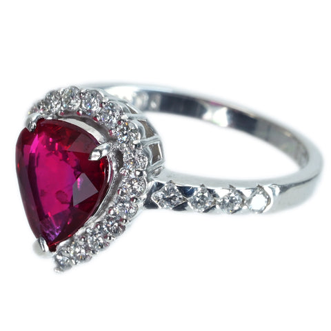 【中古】PT900 NO HEAT RUBY RING 非加熱ルビーリング R2.00ct D0.45ct Pigeon Blood AIGS鑑別書 4.6g #12