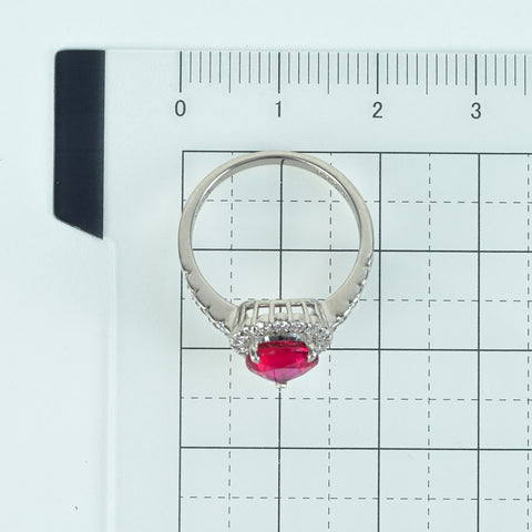 【中古】PT900 NO HEAT RUBY RING 非加熱ルビーリング R2.00ct D0.45ct Pigeon Blood AIGS鑑別書 4.6g #12