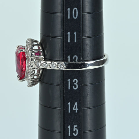 【中古】PT900 NO HEAT RUBY RING 非加熱ルビーリング R2.00ct D0.45ct Pigeon Blood AIGS鑑別書 4.6g #12