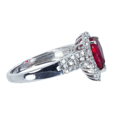 Pre-owned 18K White Gold Ruby Ring, Unheated Mozambique Ruby, 2.00ct, D0.47ct, GRS Certificate, 3.9g, #14 