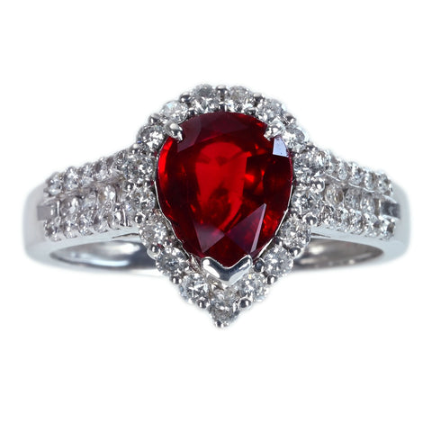 【中古】K18WG RUBYモザンビーク産非加熱ルビーリング 2.00ct D0.47ct GRS鑑別書 3.9g #14