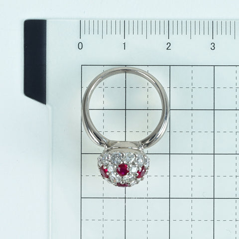 【中古】PT900 RUBY RING ルビー・ダイヤモンドリング R0.88ct D1.70ct 8.8g #11