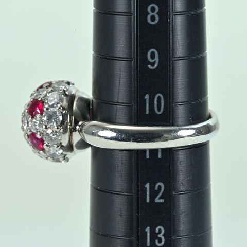 【中古】PT900 RUBY RING ルビー・ダイヤモンドリング R0.88ct D1.70ct 8.8g #11