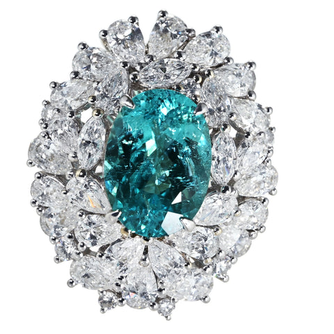 【中古】K18WG PARAIBA TOURMALINE RING パライバトルマリンリング PT3.50ct D3.66ct GRS鑑別書 11.8g #13