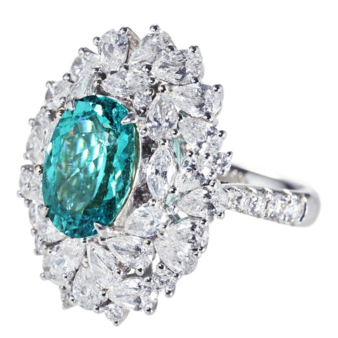 【中古】K18WG PARAIBA TOURMALINE RING パライバトルマリンリング PT3.50ct D3.66ct GRS鑑別書 11.8g #13