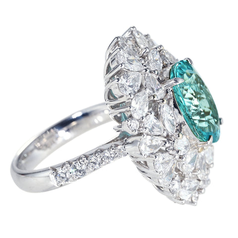 【中古】K18WG PARAIBA TOURMALINE RING パライバトルマリンリング PT3.50ct D3.66ct GRS鑑別書 11.8g #13