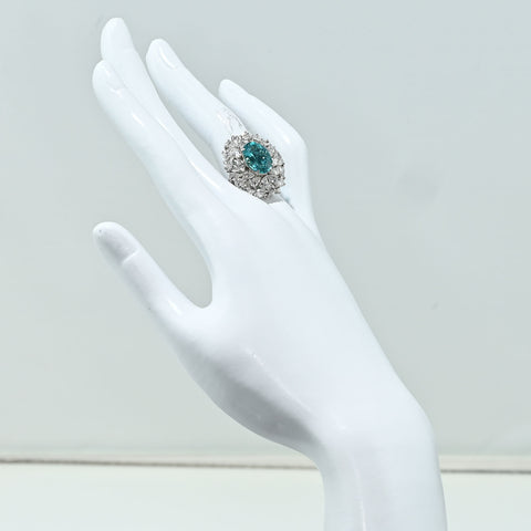 【中古】K18WG PARAIBA TOURMALINE RING パライバトルマリンリング PT3.50ct D3.66ct GRS鑑別書 11.8g #13