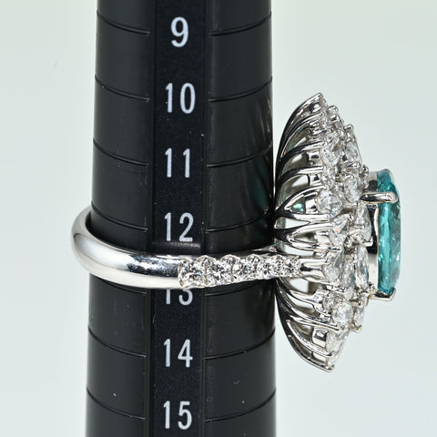 【中古】K18WG PARAIBA TOURMALINE RING パライバトルマリンリング PT3.50ct D3.66ct GRS鑑別書 11.8g #13