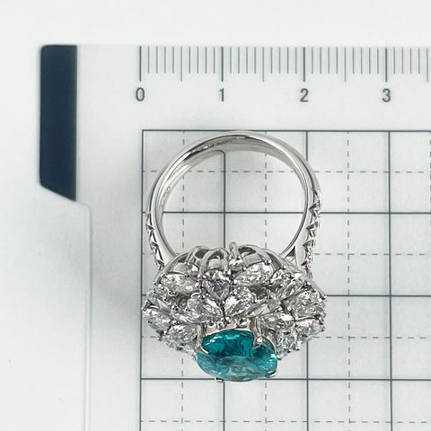 【中古】K18WG PARAIBA TOURMALINE RING パライバトルマリンリング PT3.50ct D3.66ct GRS鑑別書 11.8g #13