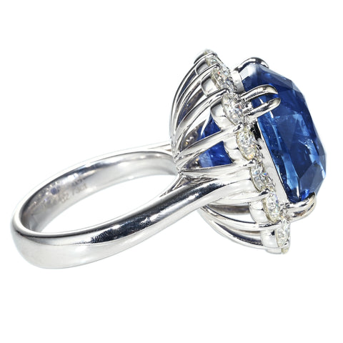 【中古】K18WG SAPPHIRE RING スリランカ産サファイアリング S25.01ct D2.73ct GRS鑑別書 16.7g #13