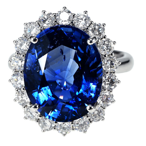 【中古】K18WG SAPPHIRE RING スリランカ産サファイヤリング S10.72ct D1.44ct GRS鑑別書 9.3g