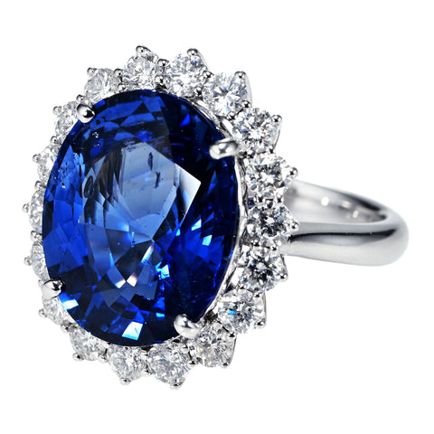 【中古】K18WG SAPPHIRE RING スリランカ産サファイヤリング S10.72ct D1.44ct GRS鑑別書 9.3g