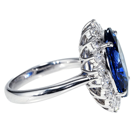 【中古】K18WG SAPPHIRE RING スリランカ産サファイヤリング S10.72ct D1.44ct GRS鑑別書 9.3g