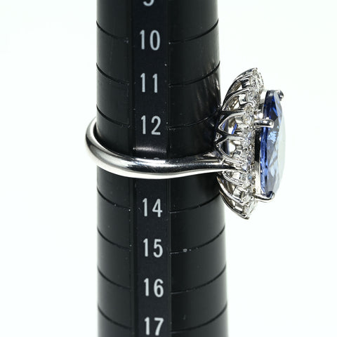 【中古】K18WG SAPPHIRE RING スリランカ産サファイヤリング S10.72ct D1.44ct GRS鑑別書 9.3g