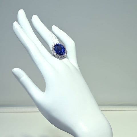 【中古】K18WG SAPPHIRE RING スリランカ産サファイヤリング S10.72ct D1.44ct GRS鑑別書 9.3g