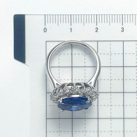 【中古】K18WG SAPPHIRE RING スリランカ産サファイヤリング S10.72ct D1.44ct GRS鑑別書 9.3g