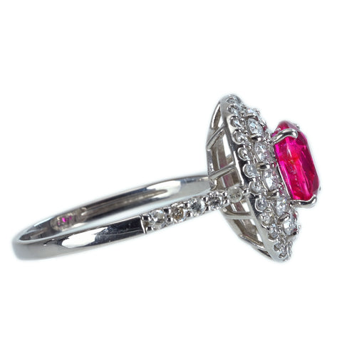 【中古】PT950 RUBY モザンビーク産非加熱ルビーリング R1.37ct D0.77ct 5.0g #12