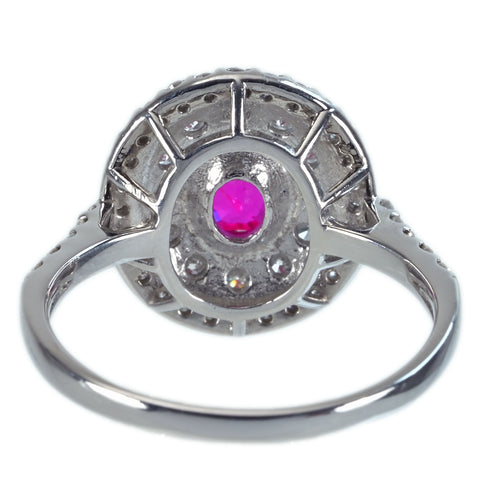 【中古】PT950 RUBY モザンビーク産非加熱ルビーリング R1.37ct D0.77ct 5.0g #12
