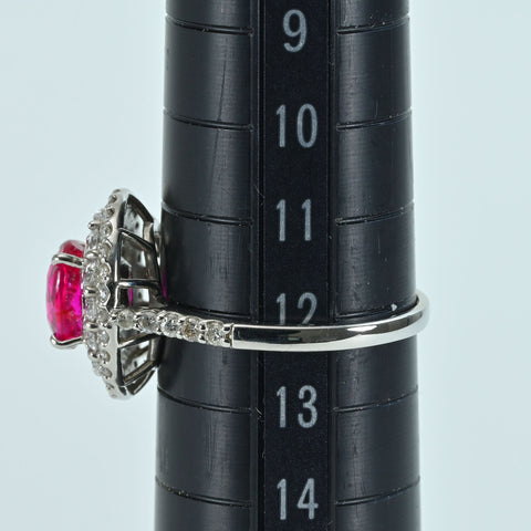 【中古】PT950 RUBY モザンビーク産非加熱ルビーリング R1.37ct D0.77ct 5.0g #12