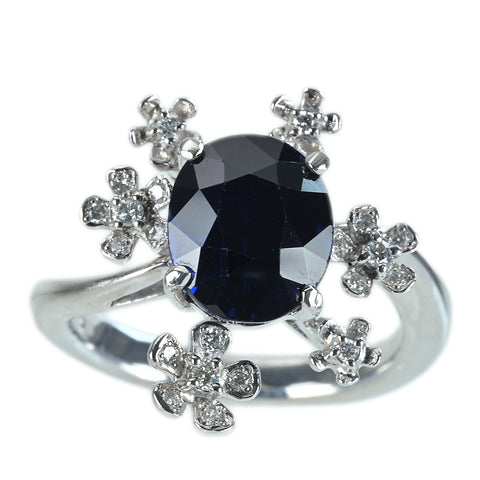【中古】PT900 SAPPHIREサファイアリング S4.132ct D0.15ct 日宝協鑑別書 7.8g #11