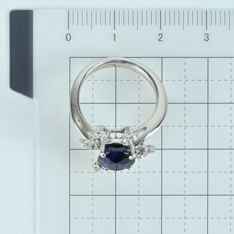 【中古】PT900 SAPPHIREサファイアリング S4.132ct D0.15ct 日宝協鑑別書 7.8g #11