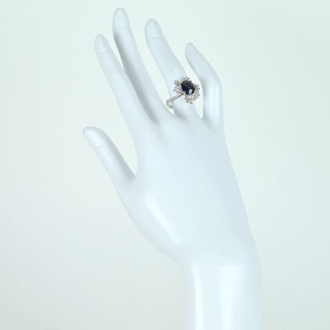 【中古】PT900 SAPPHIREサファイアリング S4.132ct D0.15ct 日宝協鑑別書 7.8g #11